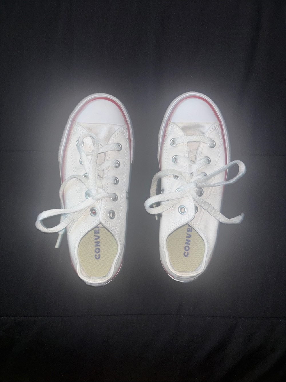 Converse Kids White Low-Top Sneakers with Red Trim